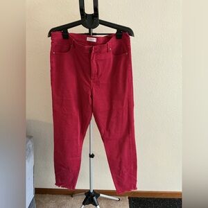 LOFT Women's Vibrant Red Skinny Jeans